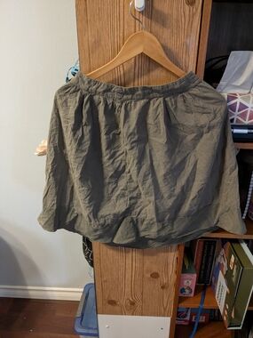 Sisley Olive-Toned Casual Gathered Waist Skirt